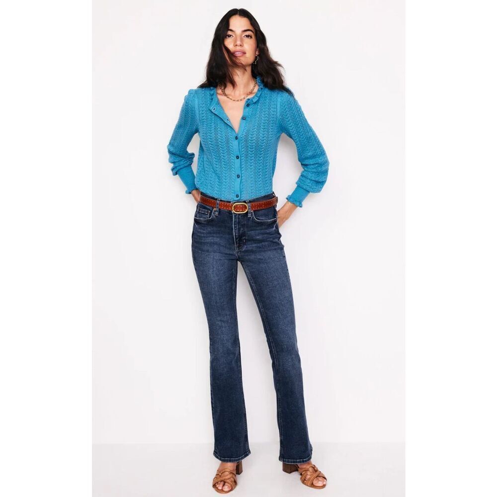Boden High Rise Split Slim‎ Flare Jeans Mid Vintage Wash Stretch Size W27/L32